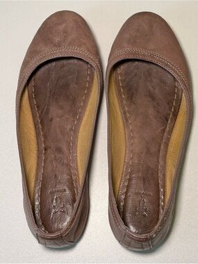 Frye Carson Ballet Flats Taupe Gray Leather Size 7.5